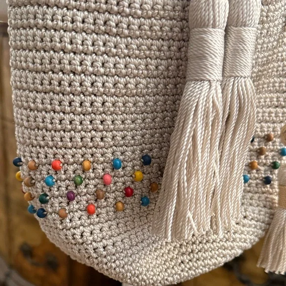 The Sak Sayulita Cream Crochet Crossbody Bag with Multicolor Beading - Picture 4 of 13